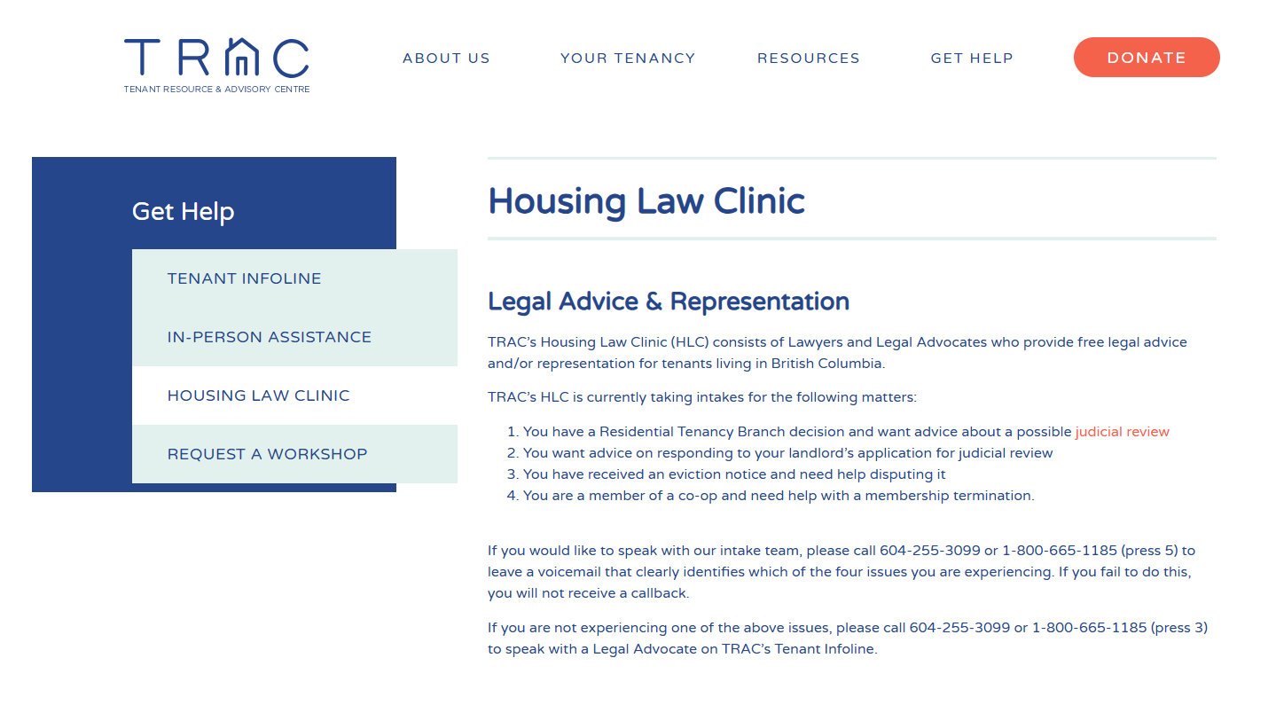 TRAC housing law clinic